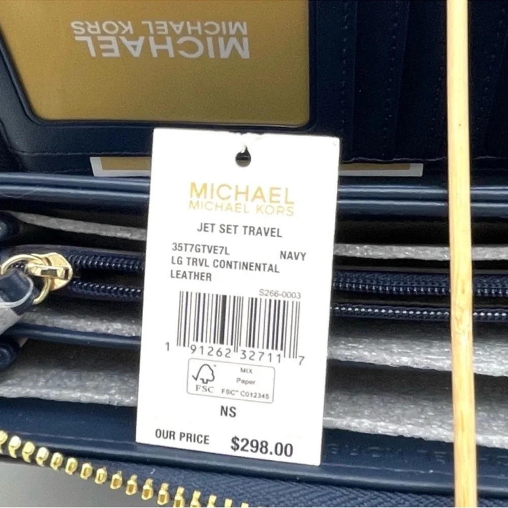 Michael Kors Large Continental Wallet Wristlet Navy Blue (NWT) - Picture 5 of 8